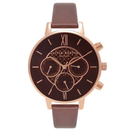 Womens Brown & Rose Gold Big Dial Chrono Detail Watch 69967 by Olivia Burton from Hurleys