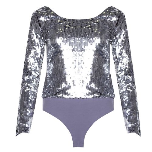 Womens Silver Zena Sequin Bodysuit 33925 by French Connection from Hurleys
