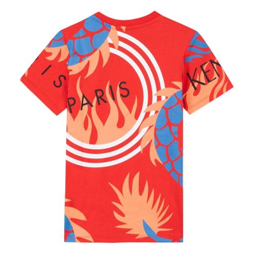 Boys Red Jepepe Tiger Dragon Mix S/s T Shirt 53694 by Kenzo from Hurleys