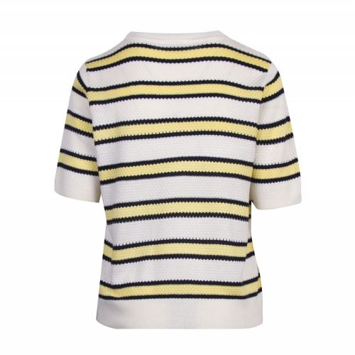Womens White/Yellow Vimana Stripe S/s Knitted Top 57684 by Vila from Hurleys
