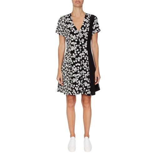 Womens Black Peony Floral Blocking Dress 56190 by Calvin Klein from Hurleys