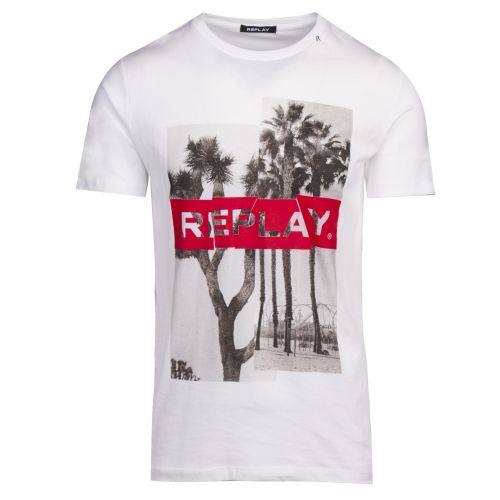 Mens White Logo Palm Tree S/s T Shirt 41137 by Replay from Hurleys