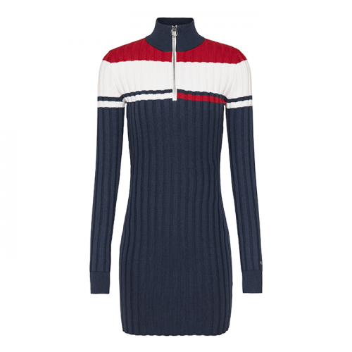 Womens Twilight Navy Colourblock Knitted Dress 91569 by Tommy Jeans from Hurleys