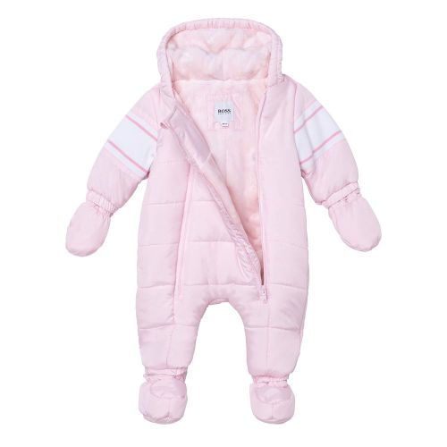 Baby Pale Pink Branded Snowsuit 93296 by BOSS from Hurleys