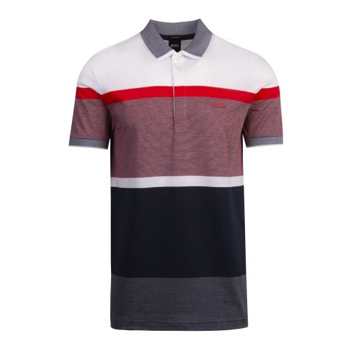 Athleisure Mens Navy Paddy 4 Stripe Regular Fit S/s Polo Shirt 73559 by BOSS from Hurleys
