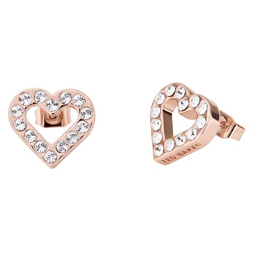 Womens Rose Gold & Crystal Edesiah Enchanted Heart Stud Earrings 24477 by Ted Baker from Hurleys