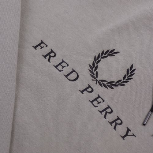 Mens Washed Khaki Embroidered Hoodie 32038 by Fred Perry from Hurleys