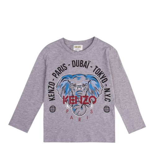 Boys Grey Kairon Elephant L/s T Shirt 75736 by Kenzo from Hurleys