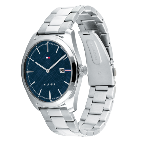 Mens Silver/Blue Theo Bracelet Watch 79947 by Tommy Hilfiger from Hurleys