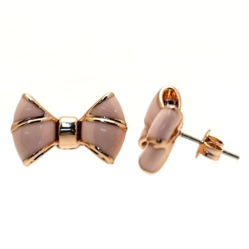 Womens Rose Gold & Baby Pink Ediee Bow Studs 66770 by Ted Baker from Hurleys