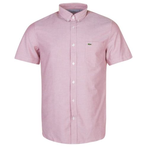 Mens Sierra Red Oxford Regular Fit S/s Shirt 23246 by Lacoste from Hurleys
