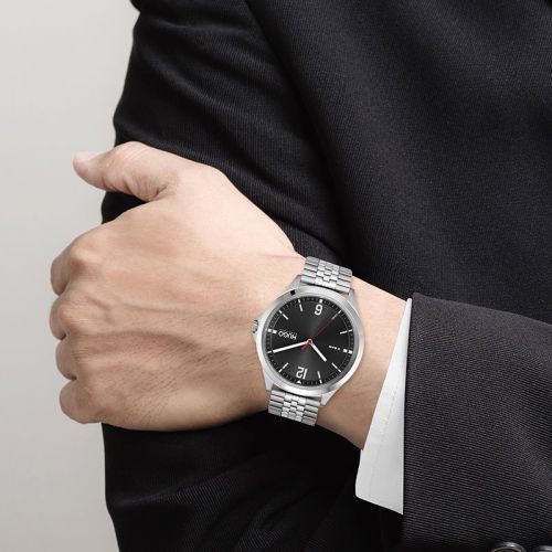 Mens Silver/Black Suit Bracelet HUGO Watch 94667 by HUGO from Hurleys