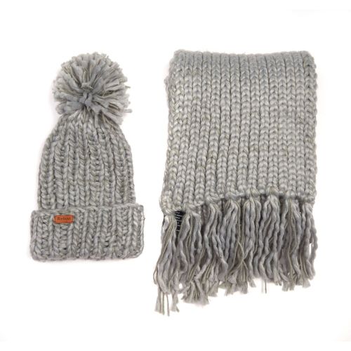 Womens Grey Chunky Knit Hat & Scarf 12575 by Barbour from Hurleys