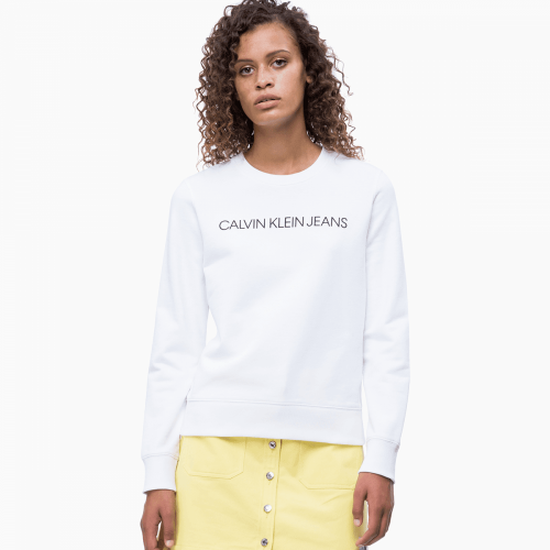 Womens Bright White Institutional Crew Sweat Top 34634 by Calvin Klein from Hurleys