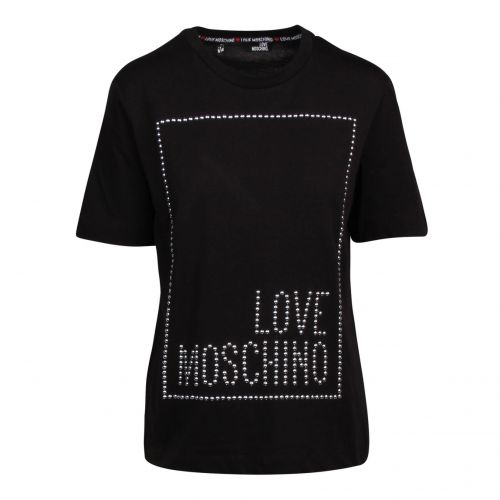 Womens Black Stud Logo Box S/s T Shirt 77131 by Love Moschino from Hurleys