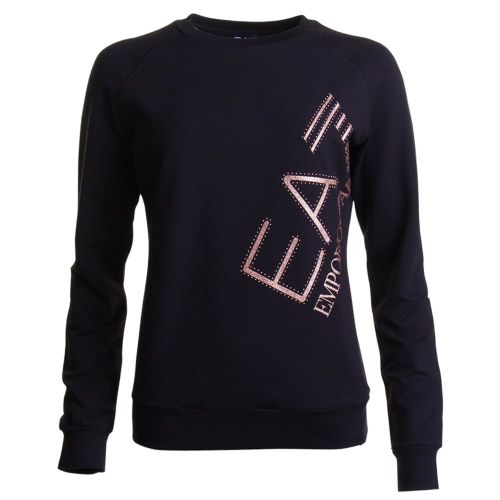 Womens Black Training Logo Series Studs Sweat Top 11358 by EA7 from Hurleys