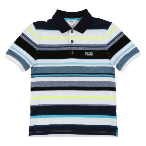 Boys Blue Branded Stripe S/s Polo Shirt 38326 by BOSS from Hurleys