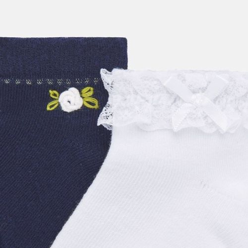 Infant Navy/White Frill & Flower 2 Pack Socks 58274 by Mayoral from Hurleys