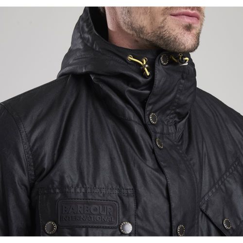 Mens Black Fog Waxed Parka 64641 by Barbour International from Hurleys