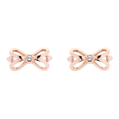 Womens Rose Gold & Crystal Harmone Mini Bow Stud Earrings 24471 by Ted Baker from Hurleys