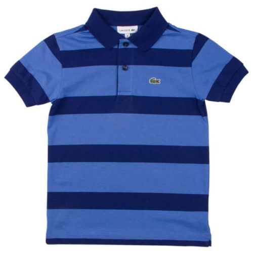 Boys Wave Blue Striped S/s Polo Shirt 14843 by Lacoste from Hurleys