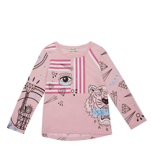 Junior Bubble Pink Geeka L/s T Shirt 45829 by Kenzo from Hurleys