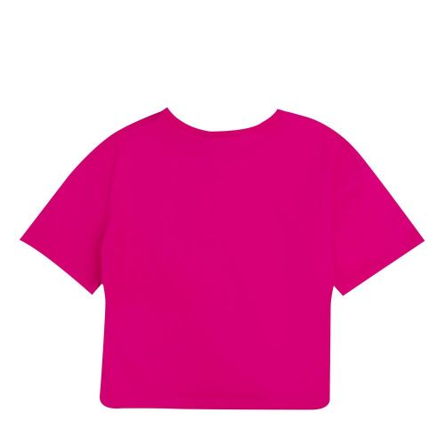 Girls Hot Magenta Repeat Foil Logo Boxy S/s T Shirt 87070 by Calvin Klein from Hurleys