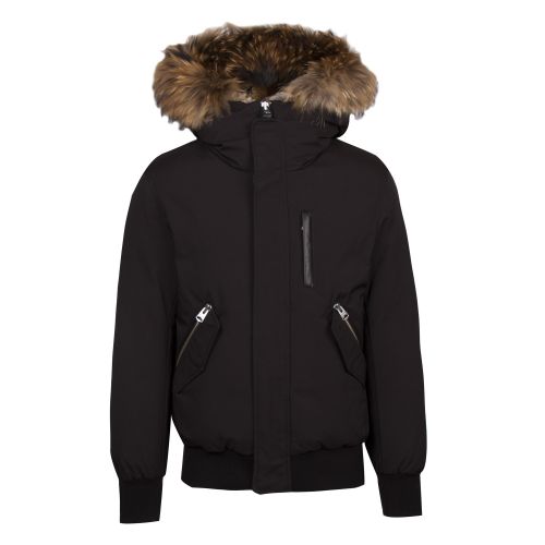 Mens Black/Natural Dixon Fur Hooded Down Jacket 50138 by Mackage from Hurleys
