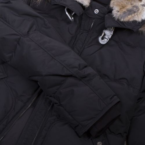 Womens Black Long Bear Hooded Coat 32141 by Parajumpers from Hurleys