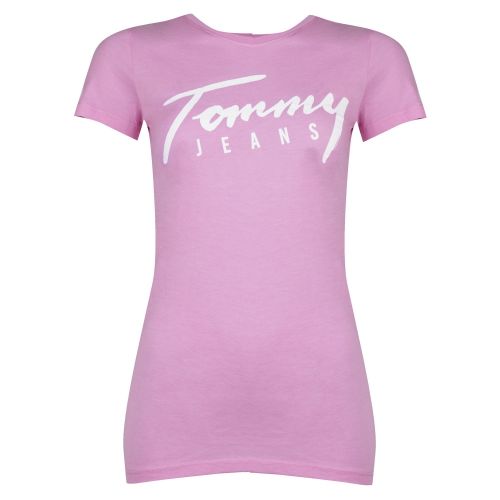 Womens Lilac Chiffon Script S/s T Shirt 34705 by Tommy Jeans from Hurleys