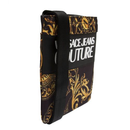 Mens Black/Gold Logo Type Printed Crossbody Bag 92091 by Versace Jeans Couture from Hurleys