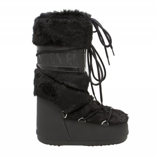 Womens Black Classic Faux Fur Boots 52600 by Moon Boot from Hurleys