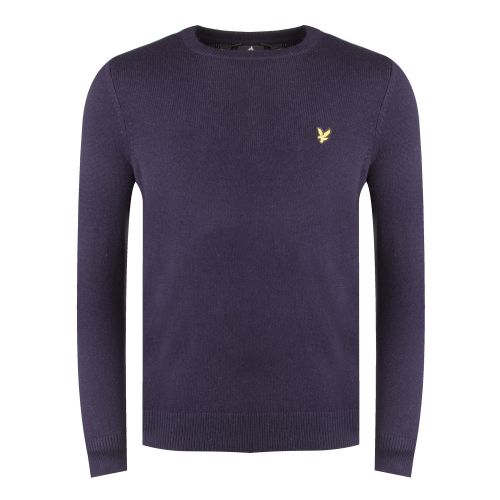 Mens Dark Navy Lambswool Crew Neck Knitted Top 33303 by Lyle & Scott from Hurleys