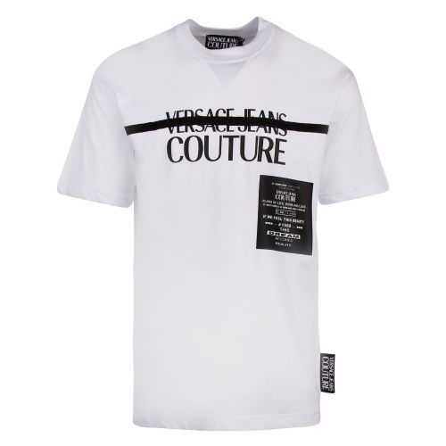 Mens White Logo Stripe Regular Fit S/s T Shirt 55353 by Versace Jeans Couture from Hurleys