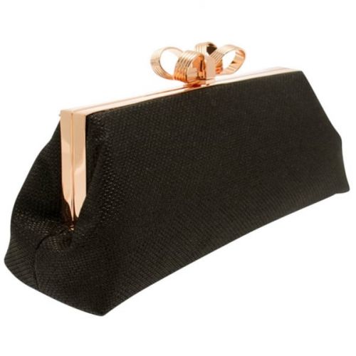 Womens Black Iirene Glitter Bow Clutch Bag 18569 by Ted Baker from Hurleys