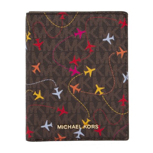 Womens Brown/Airplanes Jet Set Passport Wallet 75030 by Michael Kors from Hurleys
