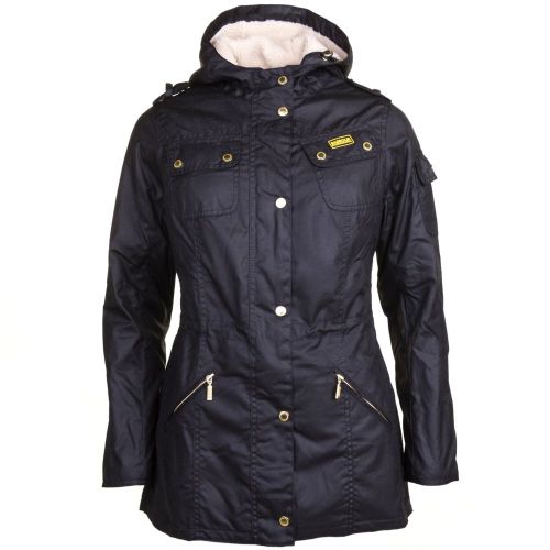 Womens Black & Natural Flywheel Waxed Parka 64485 by Barbour International from Hurleys