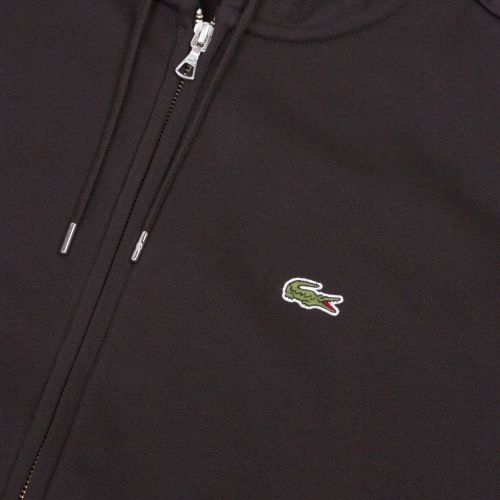 Mens Black Branded Tape Hooded Zip Sweat Top 48780 by Lacoste from Hurleys