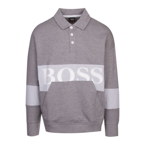 Casual Mens Light Grey Wolton Polo Collar Sweat Top 44917 by BOSS from Hurleys