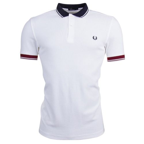 Mens Snow White Ribbed Trim S/s Polo Shirt 14759 by Fred Perry from Hurleys