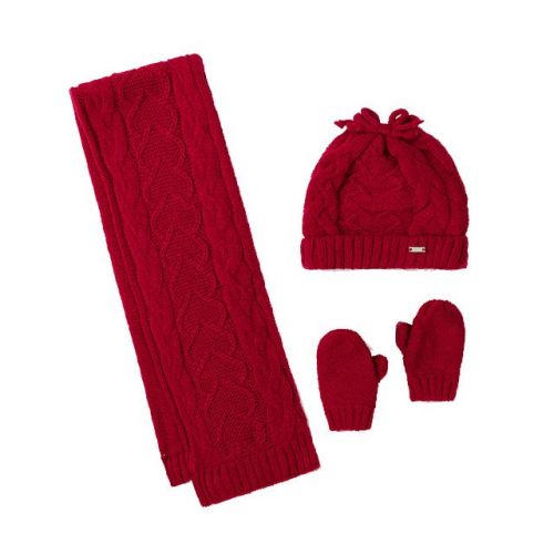 Infant Raspberry Knit Hat, Scarf & Mittens Set 93996 by Mayoral from Hurleys