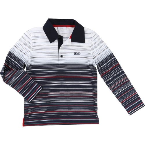 Boys Navy Striped L/s Polo Shirt 16718 by BOSS from Hurleys