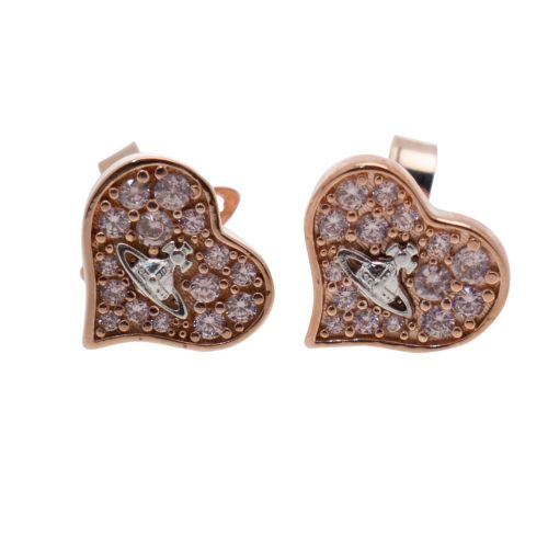 Womens Pink and Rose Gold Freya Heart Earrings 24719 by Vivienne Westwood from Hurleys