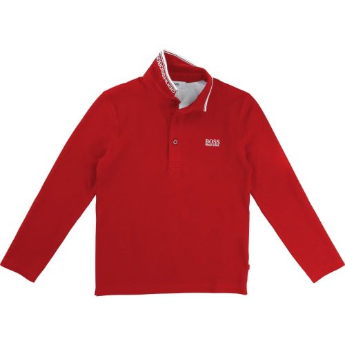Boys Red Tipped L/s Polo Shirt 13306 by BOSS from Hurleys