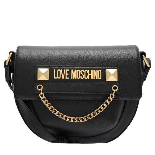 Womens Black Stud Chain Saddle Crossbody Bag 95832 by Love Moschino from Hurleys