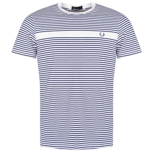 Mens Snow White Fine Stripe S/s T Shirt 21217 by Fred Perry from Hurleys