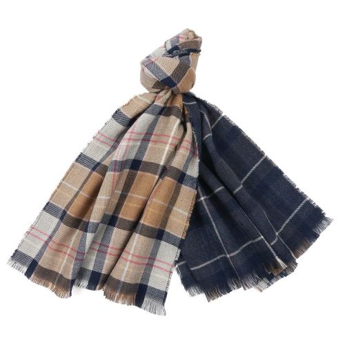 Womens Pink/Hessian Montieth Tartan Wrap Scarf 94331 by Barbour from Hurleys