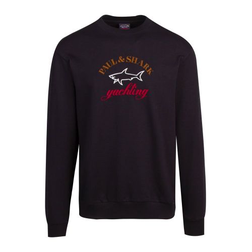 Mens Black Embroidered Logo Sweat Top 82415 by Paul And Shark from Hurleys