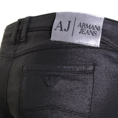 Womens Black J28 Coated Skinny Fit Jeans 72974 by Armani Jeans from Hurleys