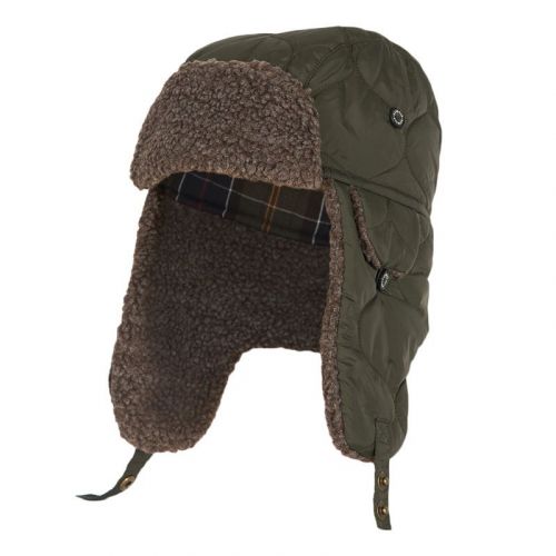 Mens Olive Sandbay Quilted Trapper Hat 101809 by Barbour from Hurleys